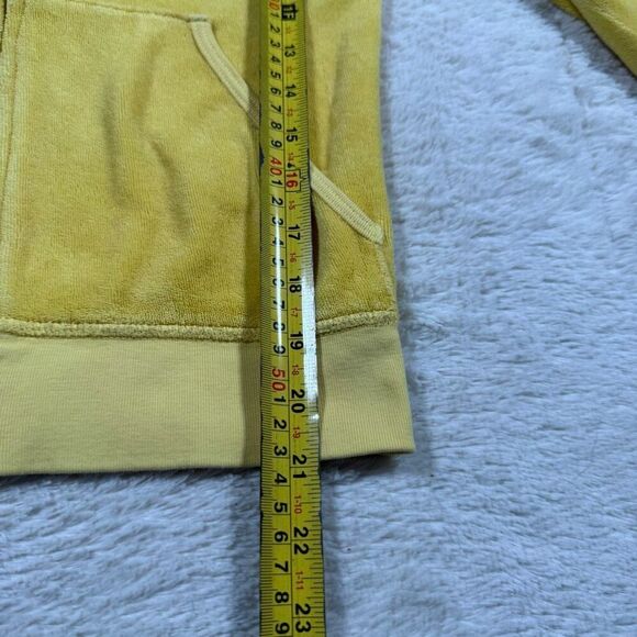 Vintage Y2K Juicy Couture Women’s Velour Hoodie Zip Up Yellow Sweatshirt - Picture 6 of 6